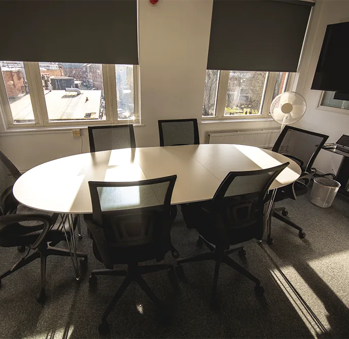 Room ready for corporate hospitality meeting around the beautiful board table
