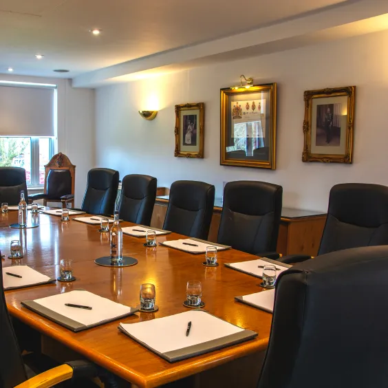 Room ready for corporate hospitality meeting around the beautiful board table